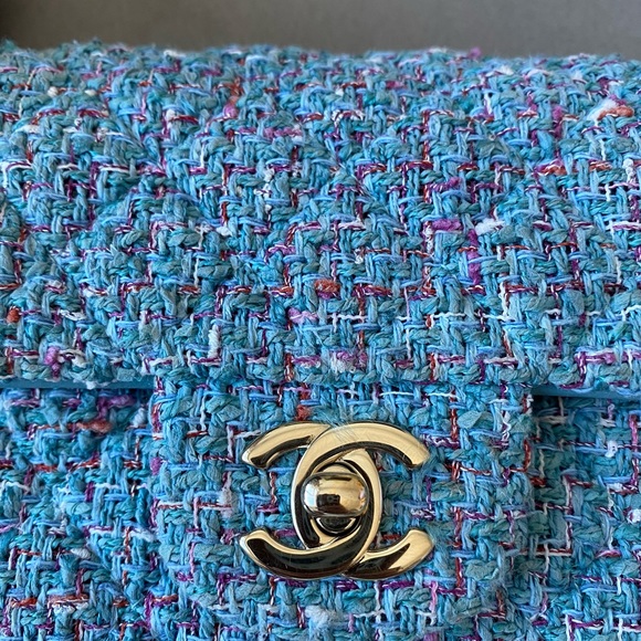 Chanel Blue Tweed Mini Flap - Picture 3 of 11